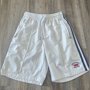 Abercrombie & Fitch Men's White Athletic Shorts with Navy Accents Size M